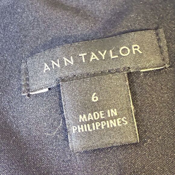 Women Ann Taylor Houndstooth Flounce‎ Sheath Dress Black /White Sz 6 Work Office - Picture 9 of 15